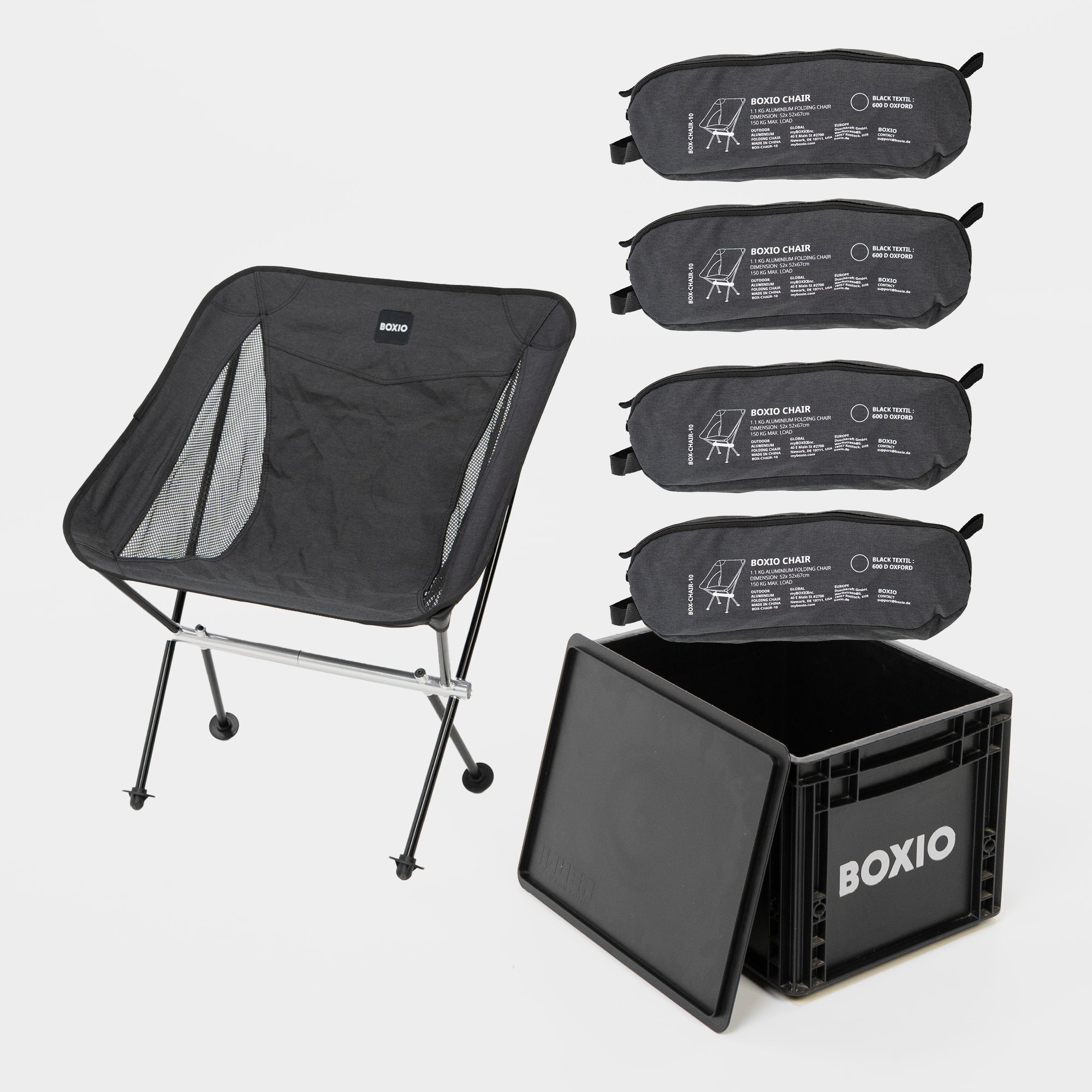 kompakter campingstuhl 4er-Set BOXIO CHAIR I Campingstuhl-Set in SOLO