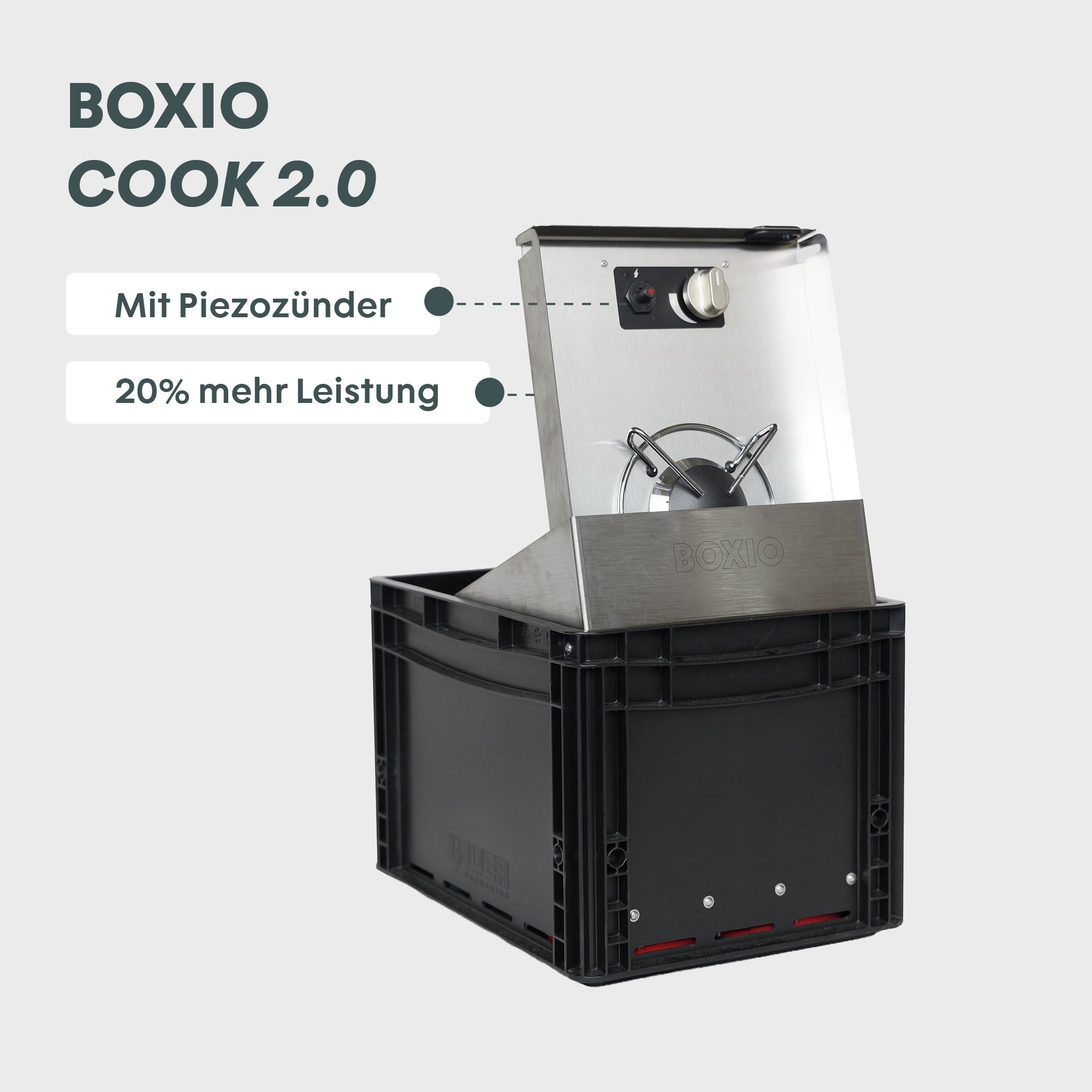 BOXIO COOK PLUS | Mobiler Gaskocher mit Topfset