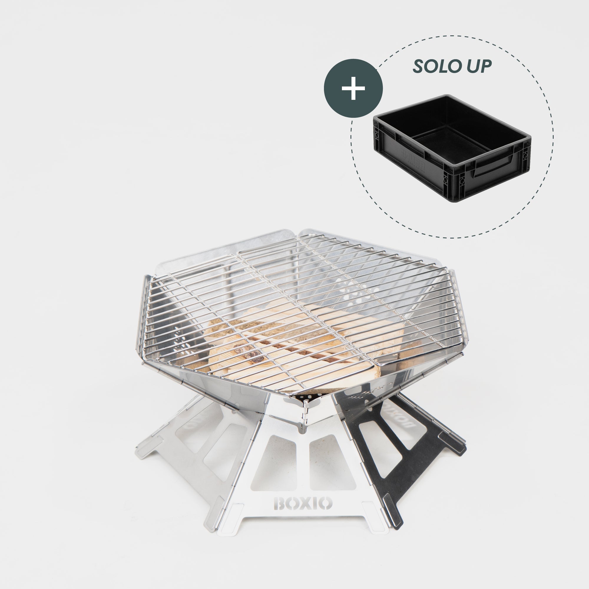 campingtisch mit integriertem grill BOXIO FIRE I Feuerschale mit Grill