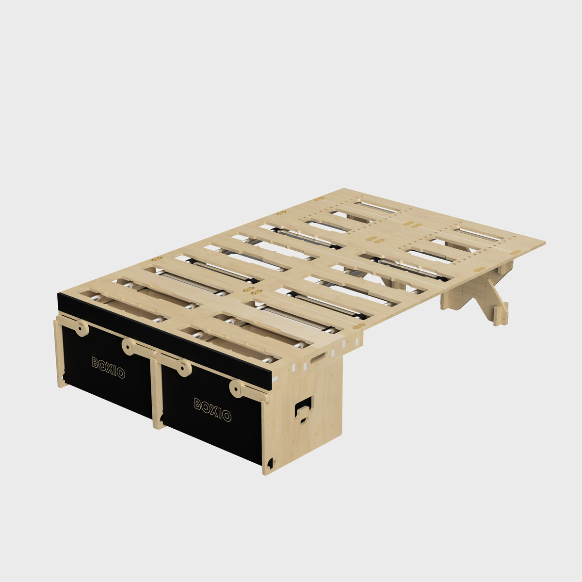 camper boxen BOXIO RACK BOX + BED BUNDLE XL I Modulare Campingbox SHOWA 265R Garten- & VNM Farbe:Perlgrünes Fahrrad Compact welded aluminum storage