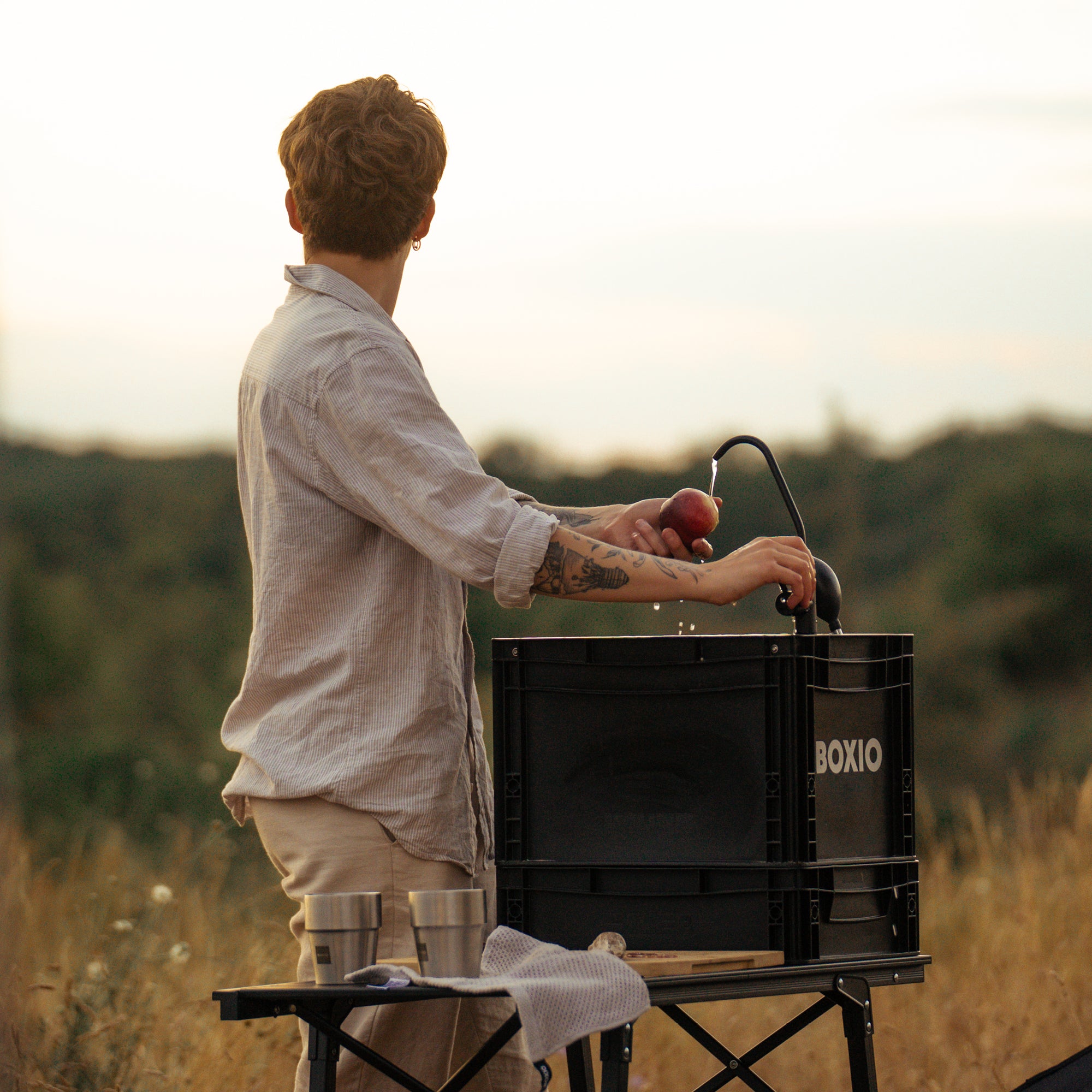 BOXIO-WASH | Mobile washbasin without electricity, mobile, compact
