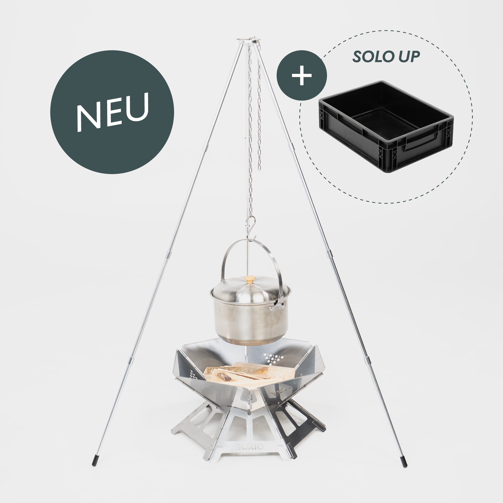 BOXIO FIRE BUNDLE I Feuerschale mit Grill in Eurobox