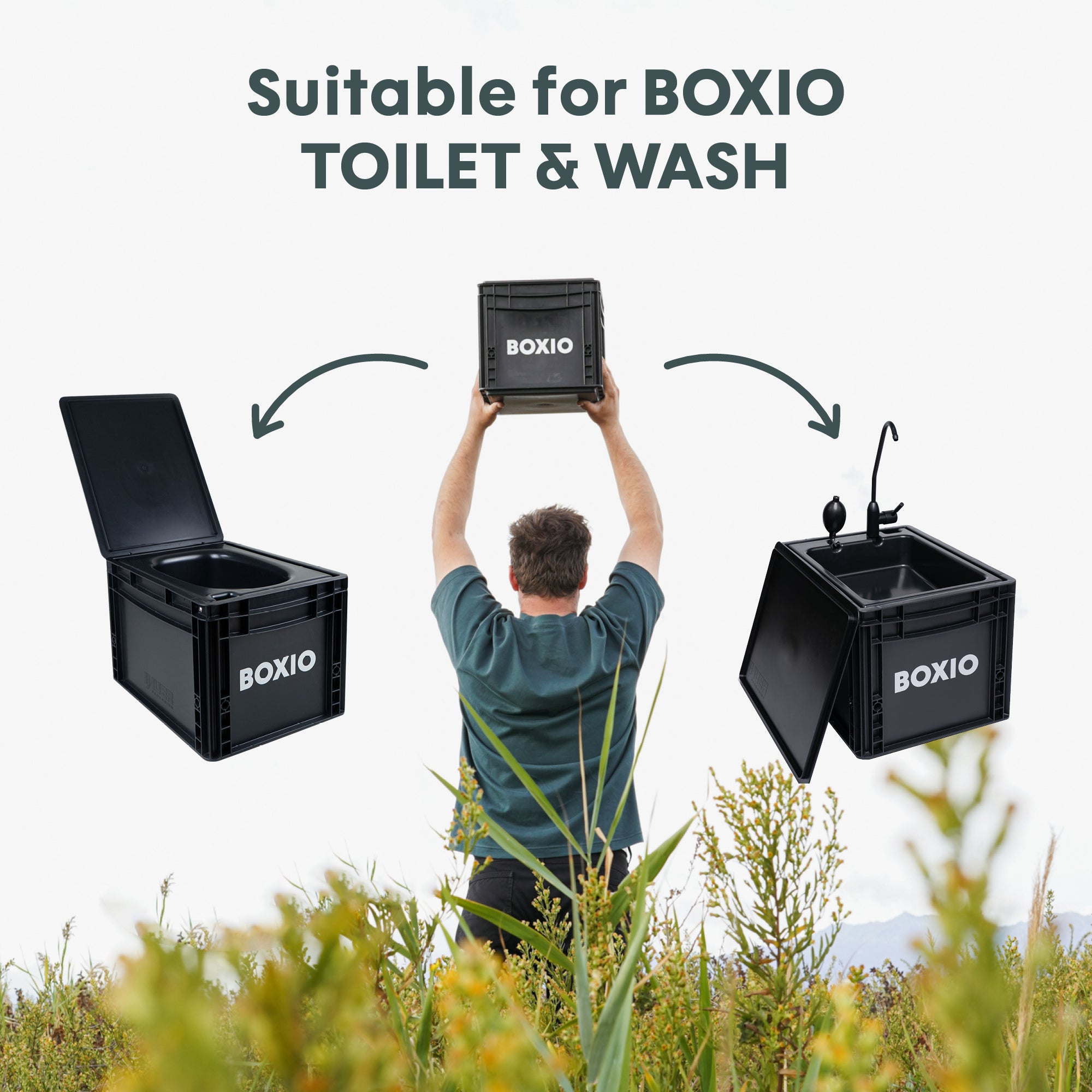 BOXIO-WASH | Mobile washbasin without electricity, mobile, compact