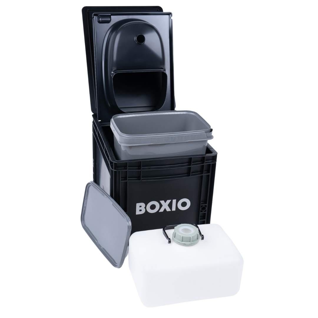 BOXIO - Toilet: Mobile Trenntoilette, kompakt, Campingtoilette 40x30x28 cm,  Klo für unterwegs, Reise, Boot, Garten, schwarz : : Sport &  Freizeit