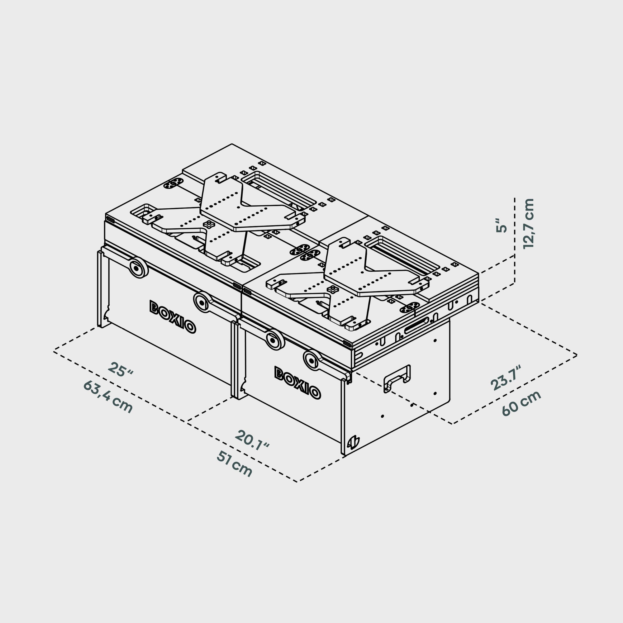 BOXIO RACK PACK 115 I Coffre de camping modulaire